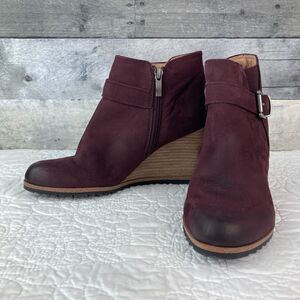 Caslon Addison Burgundy Maroon Side Zip Buckle Booties Boots - Women's 7.5